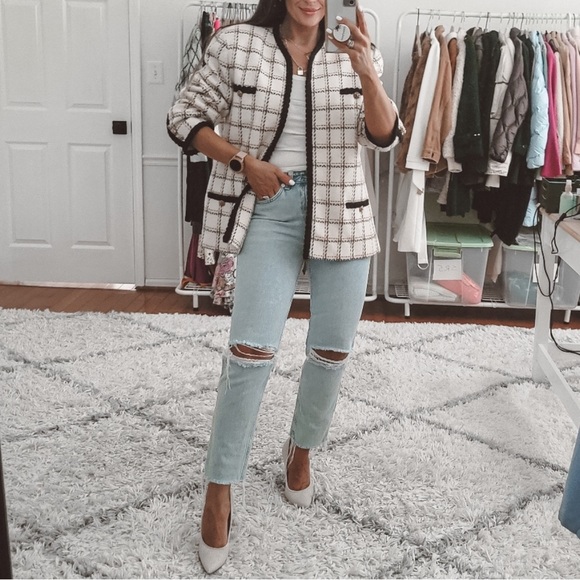 Evan Picone Plaid Tweed Blazer Jacket - Picture 2 of 7